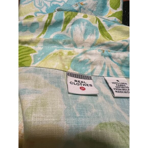 Saks Fifth Avenue Real Clothes 100% Linen Long Sleeve Button Up Floral Print 8 - Picture 7 of 8